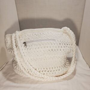 Croft & Barrow White Crochet Bag 25" Straps Launders Nicely